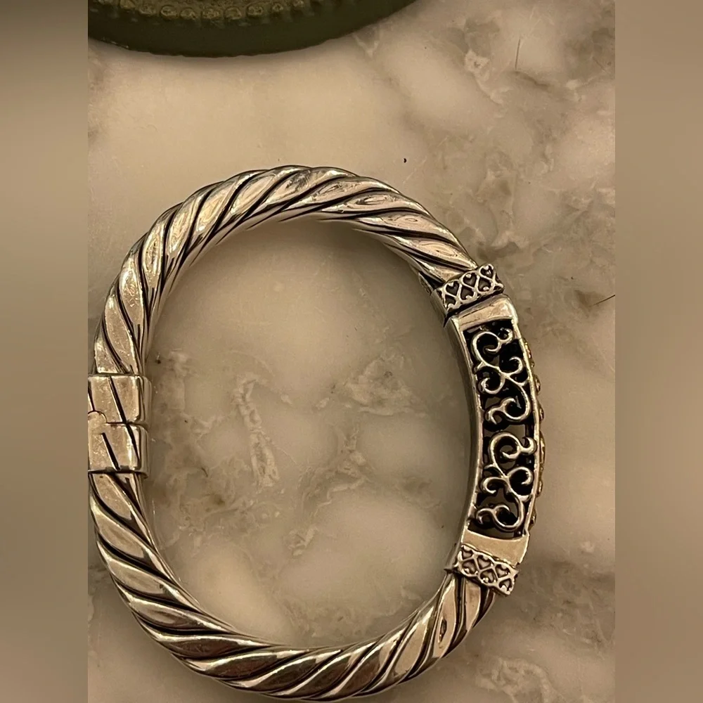 Silpada Rare Sterling Silver & 14k Yellow Gold Bangle Bracelet - Picture 3 of 10